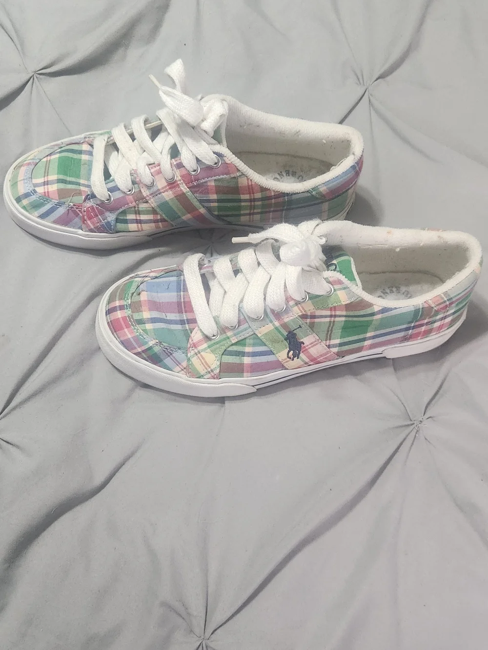 Womens Ralph Lauren Plaid Canvas Sneakers - Multi Color